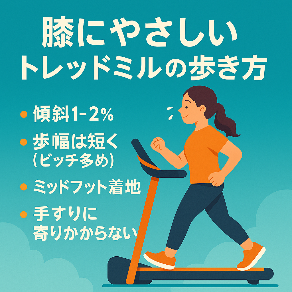 膝にやさしい トレッドミルの歩き方 傾斜 速度 姿勢 アイキャッチ